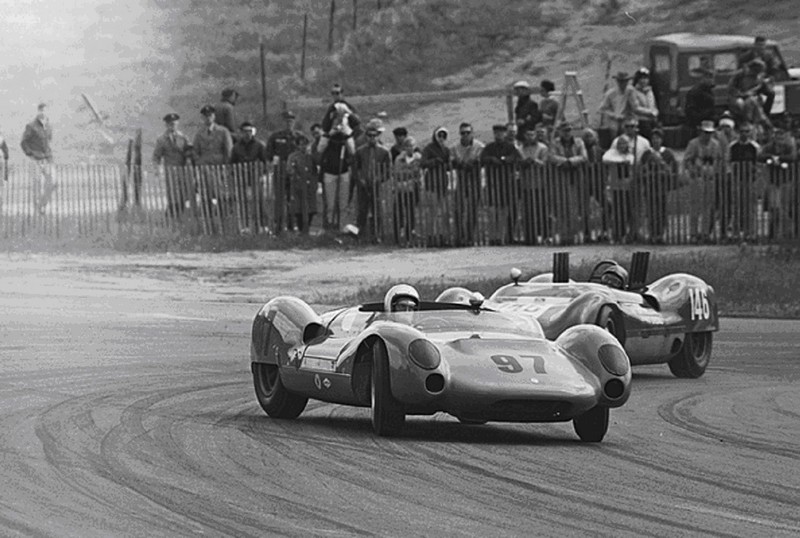 Dave MacDonald, Carroll Shelby, Lang Cooper King Cobra, Laguna Seca Raceway